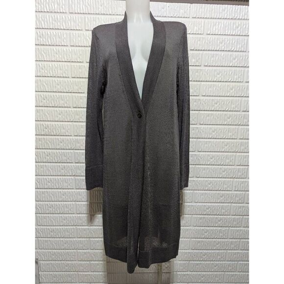 Soft Surroundings Women's Gray Light-Weight Long-Sleeve One-Button Cardigan Swea - Picture 1 of 8